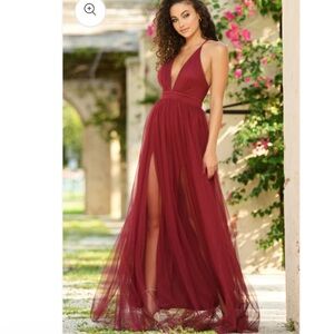Elegant Burgundy Evening Gown